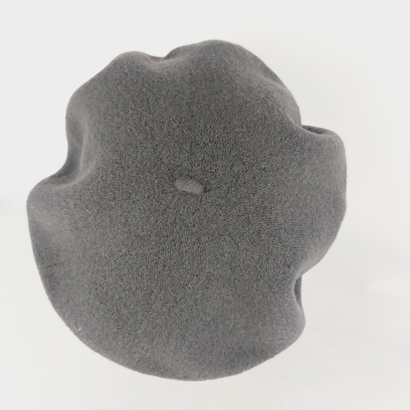 WOOL beret black hat with lining - Picture 3 of 5